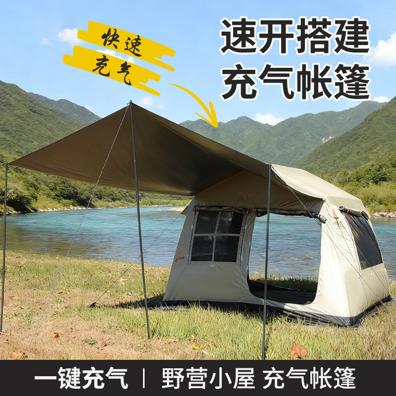 Ridge Tent, Waterproof Sun-Blocking Camping Tent, 1 Room 1 Living Area Outdoor Shelter