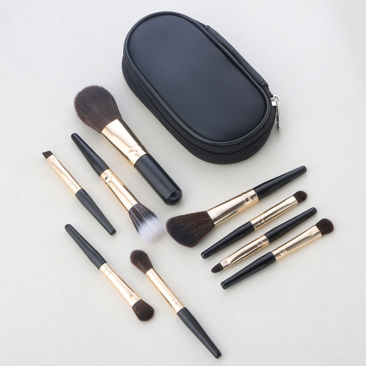 9-Piece Professional Makeup Brush Set with Storage Bag - Includes Powder, Blush, and Eyeshadow Brushes