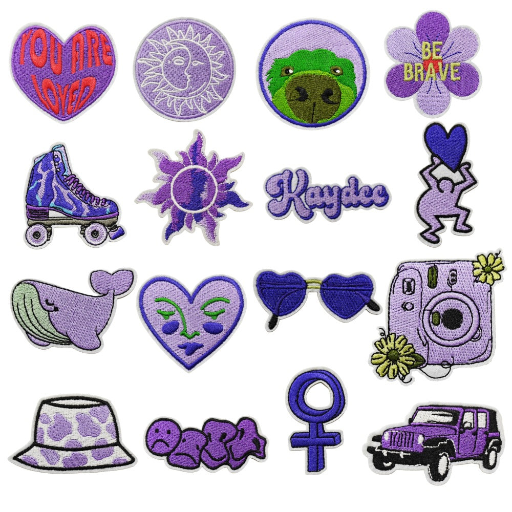 Purple Series Embroidered Iron-On Patches for Clothing Decoration