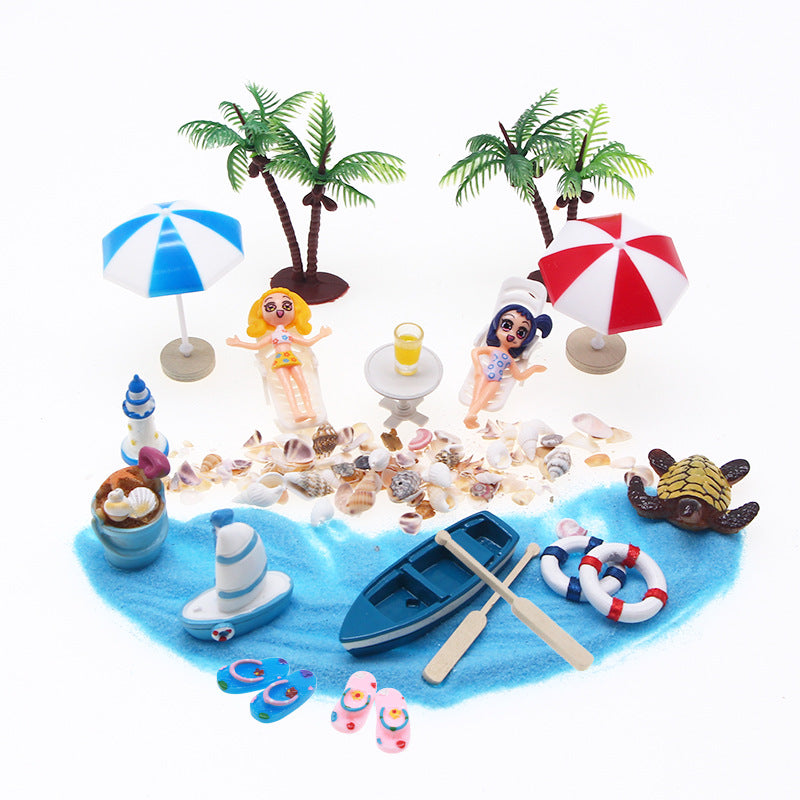 Dollhouse Miniature Beach Micro Landscape Set for Summer Decor