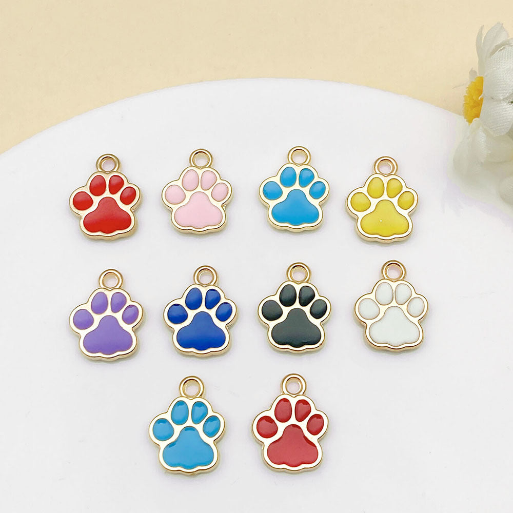 Cartoon Paw Print Enamel Charms for DIY Pet Tags and Jewelry