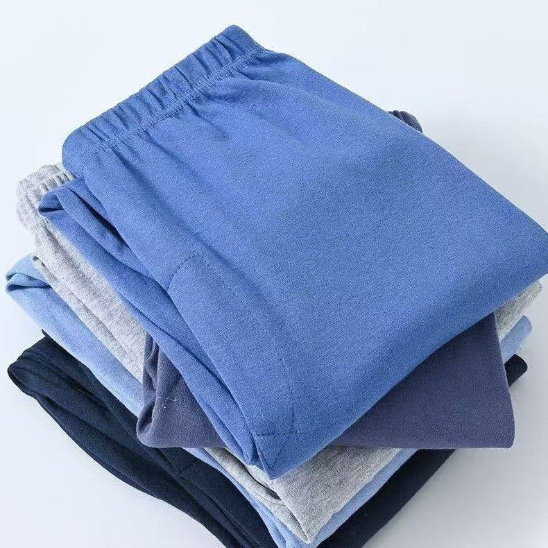 Men's Plus Size Knitted Cotton Pajama Pants High Waist Loose Fit