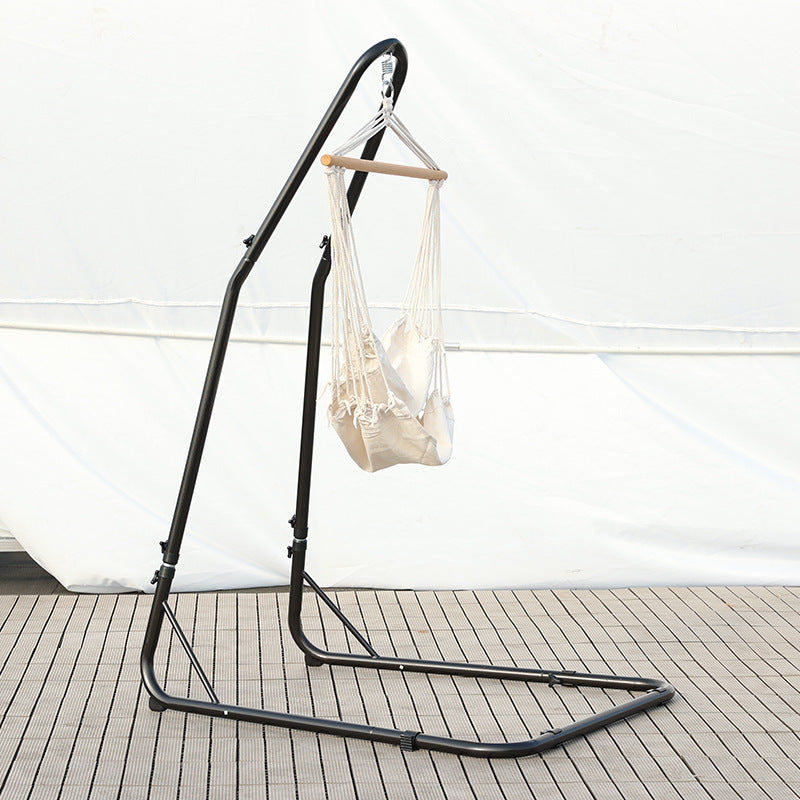 Indoor Outdoor Canvas Hammock Chair with Stand Single Person Swing for Relaxation