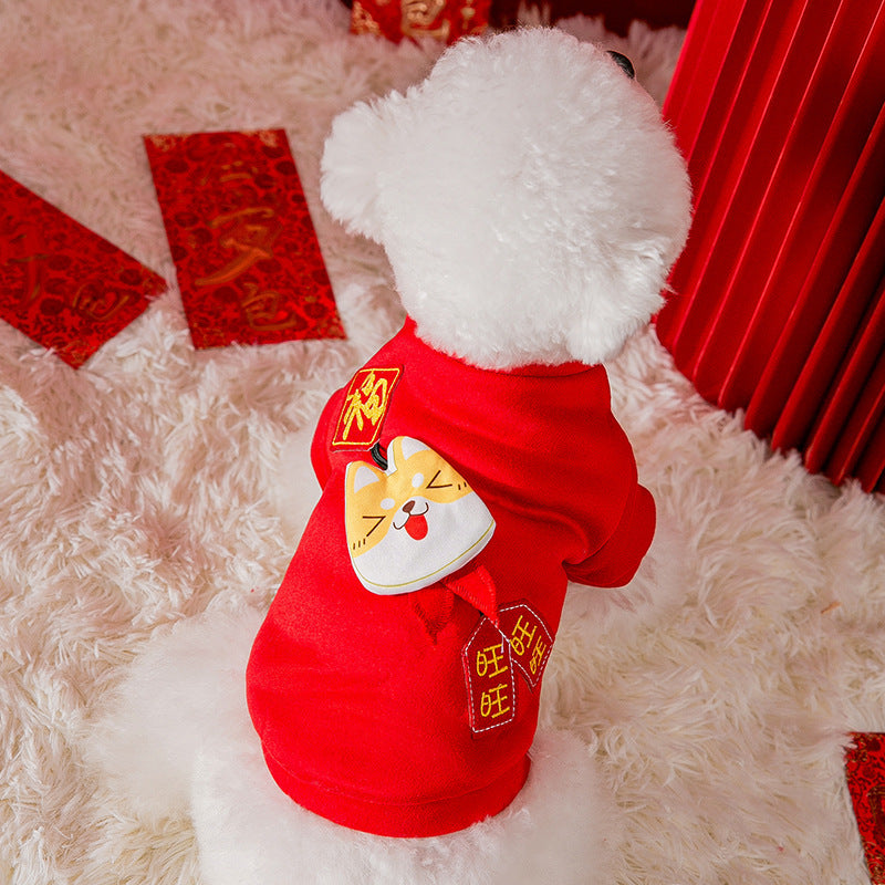 Festive Christmas & New Year Pet Hoodie for Small Dogs & Cats