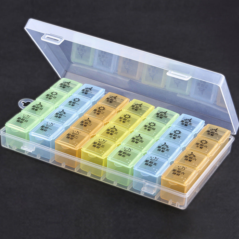 Large 7-Day 28-Compartment Pill Organizer, Moisture-Proof Portable Medicine Box