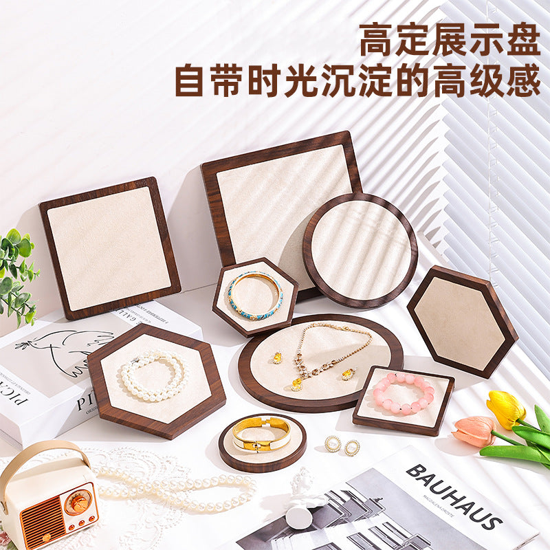 Wooden Jewelry Display Tray for Necklaces Bracelets Earrings, Commercial Display Stand Photography Prop
