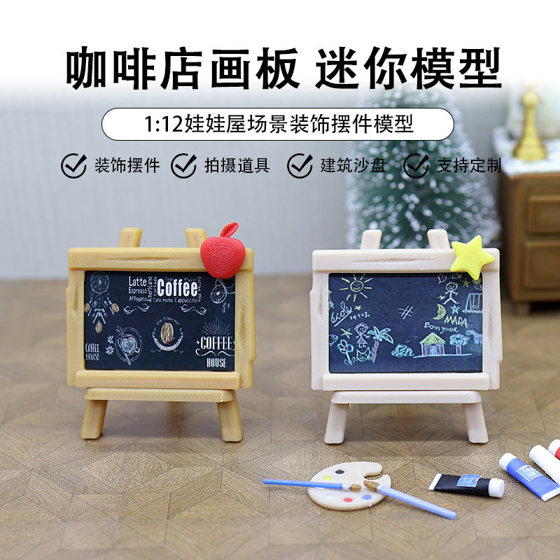Miniature Easel and Canvas Set for Dollhouse or Micro Scene Decor