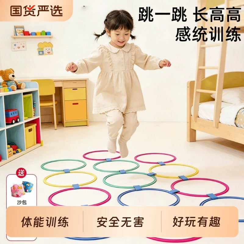 Kids Hopscotch Ring Set Outdoor Indoor Game Sensory Training Toy