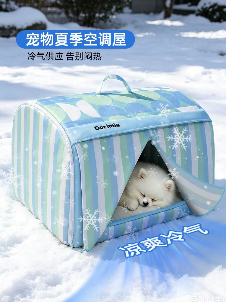 Pet Cooling House with Air Conditioning, Detachable, Washable, Waterproof, Portable for Summer Outdoor Use