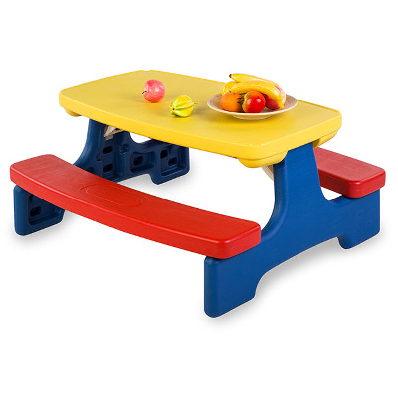 Foldable Kids Outdoor Picnic Table and Chair Set with Umbrella, Portable Activity Play Table for 4 Children