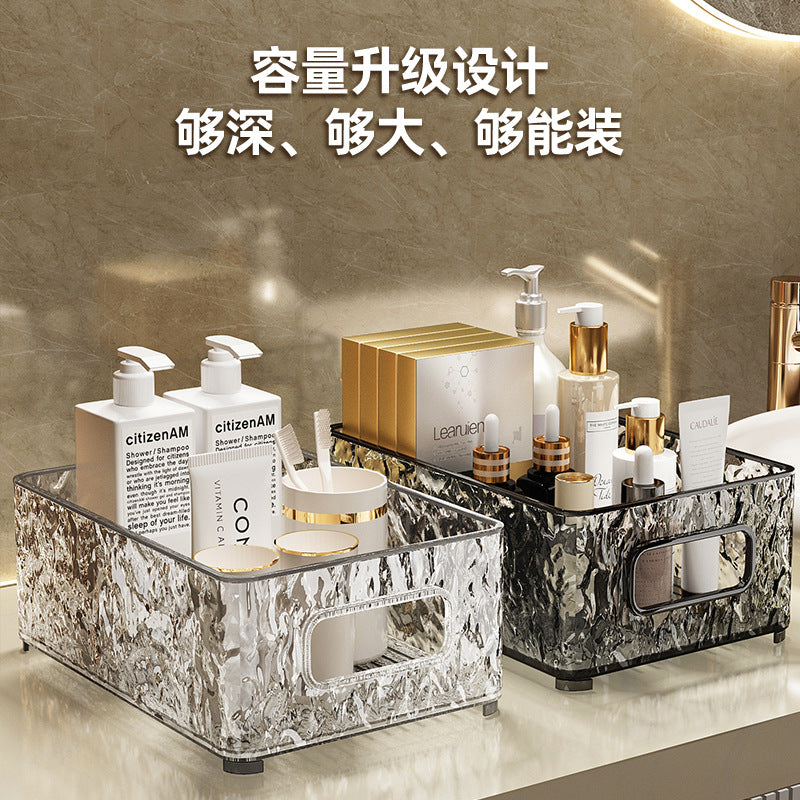 Clear Cosmetic Organizer with Glacier Pattern for Vanity and Bathroom Storage