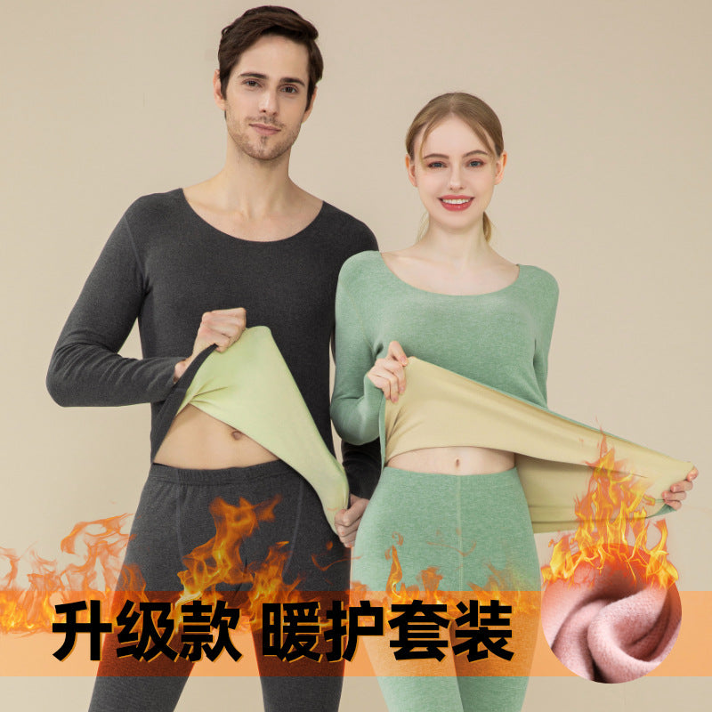 2025 New Men's and Women's Thermal Underwear Set with Brushed Lining