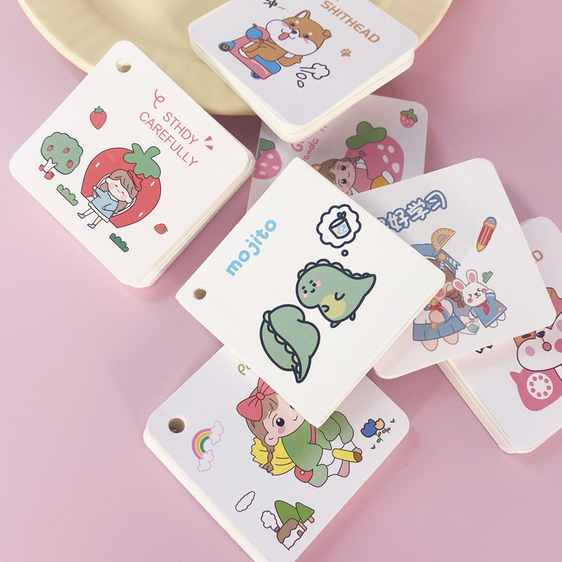 Ring-Bound English Vocabulary Flashcards Notebook Portable Memo Pad