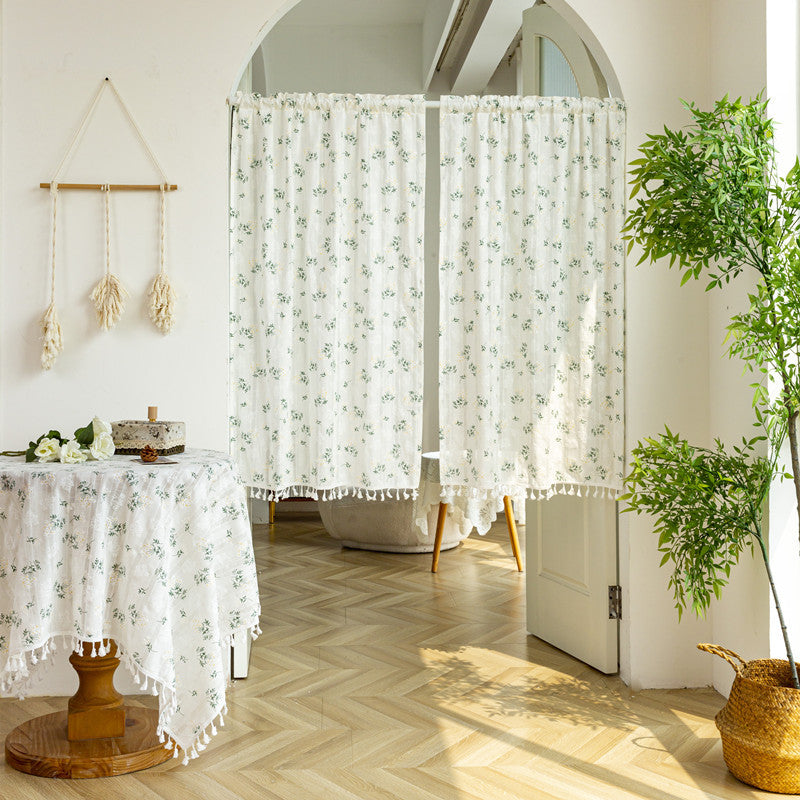 Japanese Style Cotton Door Curtain with Tassels - No-Drill Room Divider for Kitchen & Home Decor