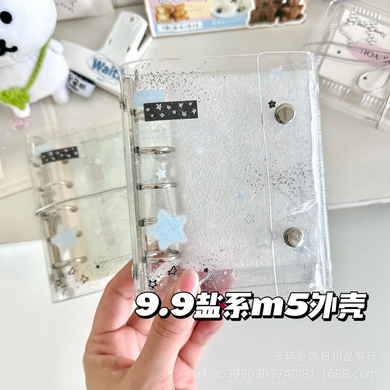 Ins Style Transparent Glitter Star PVC A8/M5 Loose-Leaf Notebook Soft Cover