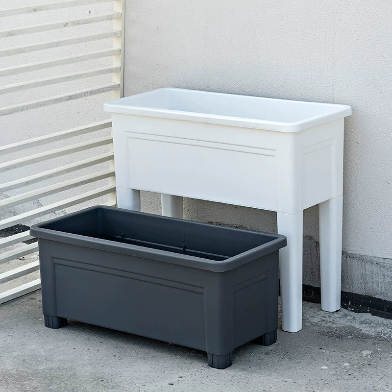 Large Rectangular Self-Watering Planter Box with Legs for Balcony Garden