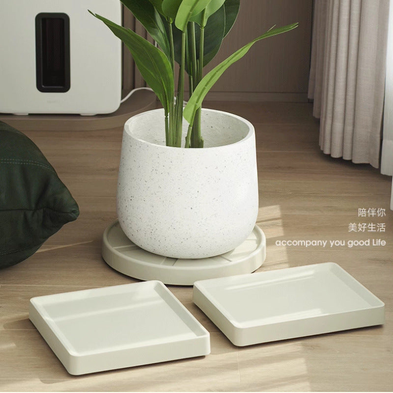 Square Plant Caddy with Wheels and Water Tray, Heavy-Duty Plastic Rolling Planter Stand