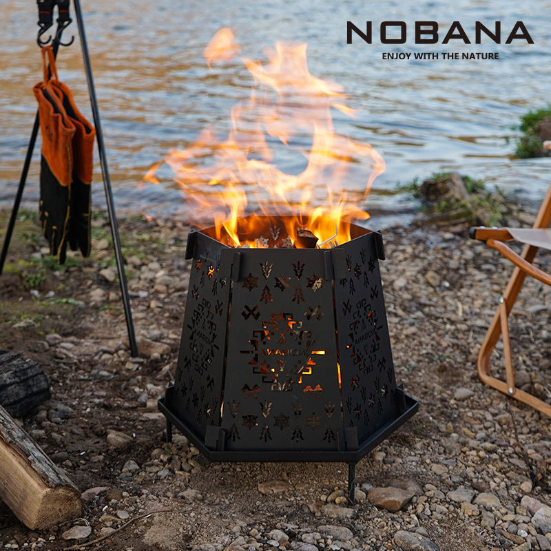 NOBANA Portable Outdoor Fire Pit Hexagonal Wood Burning Stove for Camping Patio BBQ