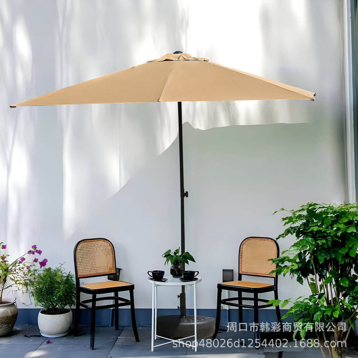 Outdoor Half Parasol for Patio Balcony Commercial Use, UV Protection Rainproof Side Umbrella