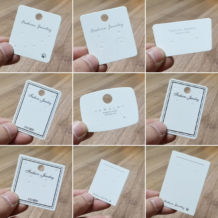 Earring Display Cards White Cardboard Jewelry Packaging for Stud Earrings, Ear Clips, 925 Silver Jewelry, Necklace Cards