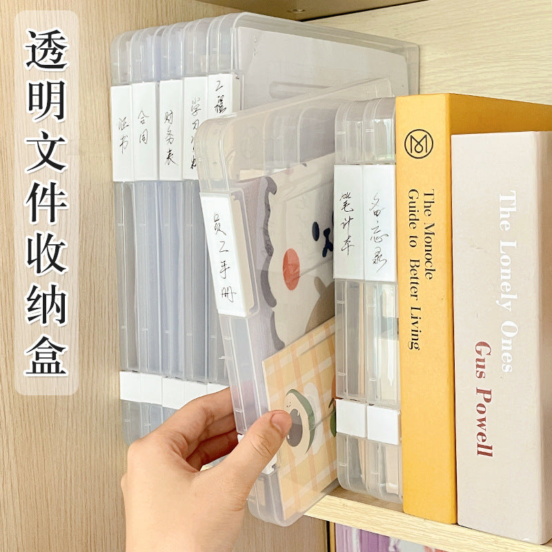 A4/A5 Clear Plastic Document Storage Box with Double Buckle Closure, Waterproof & Dustproof File Organizer for Certificates