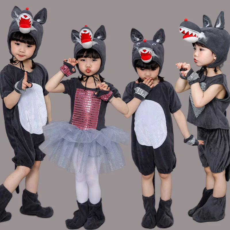 Children's Big Bad Wolf, Little Red Riding Hood, Lamb, or Rabbit Animal Performance Costume for Kindergarten