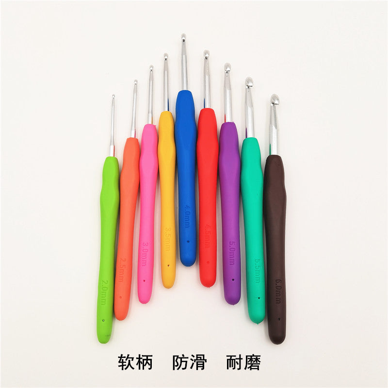 Candy Color Soft Handle Aluminum Crochet Hook Set for Hand Knitting