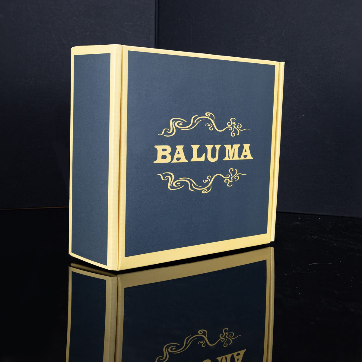 Personalized Kraft Paper Gift Box with Custom Logo - Deep Blue Square Fashion Gift Packaging