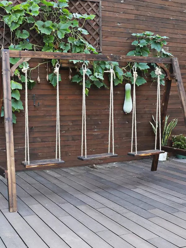 Outdoor Wooden Swing Chair for Patio Yard Balcony - Anti-Corrosion Multi-Person Rocking Chair