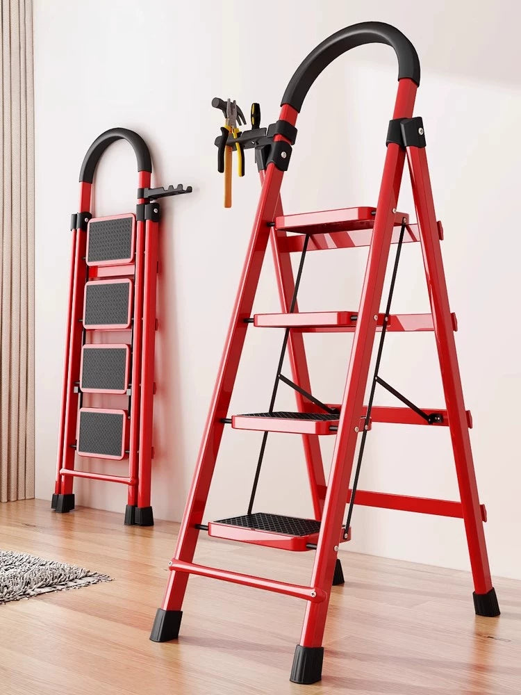 Folding Telescopic Ladder for Home and Engineering Use, Multi-functional Thickened Indoor A-Frame Portable Stair Ladder