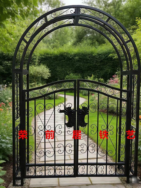 European Garden Archway for Climbing Plants, Outdoor Metal Trellis for Roses and Flowers, Villa Garden Decor