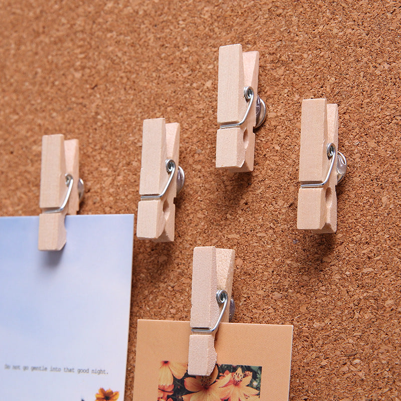 Wooden Push Pin Clips for Photo Walls and Felt Boards, Decorative Stationery Clips