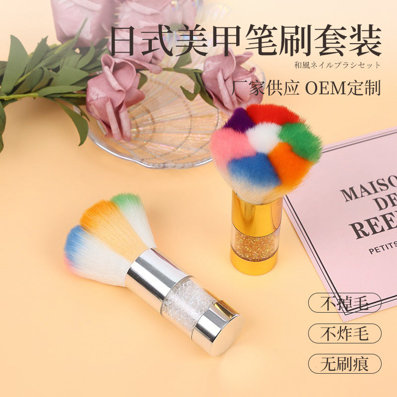 Colorful Acrylic Handle Nail Dust Cleaning Brush Set for Manicure and Makeup