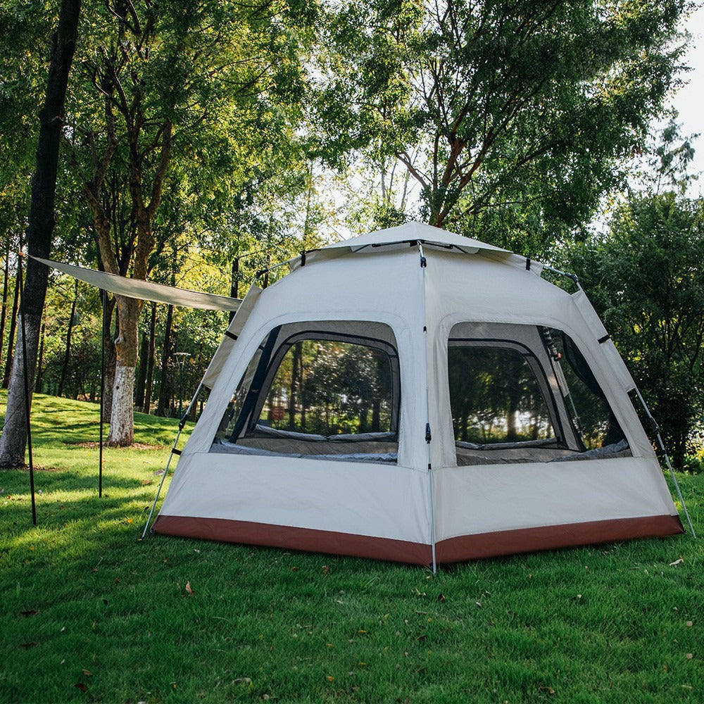 Automatic Hexagonal Pop-Up Camping Tent for Outdoor Beach & Hiking, Waterproof & UV Protection