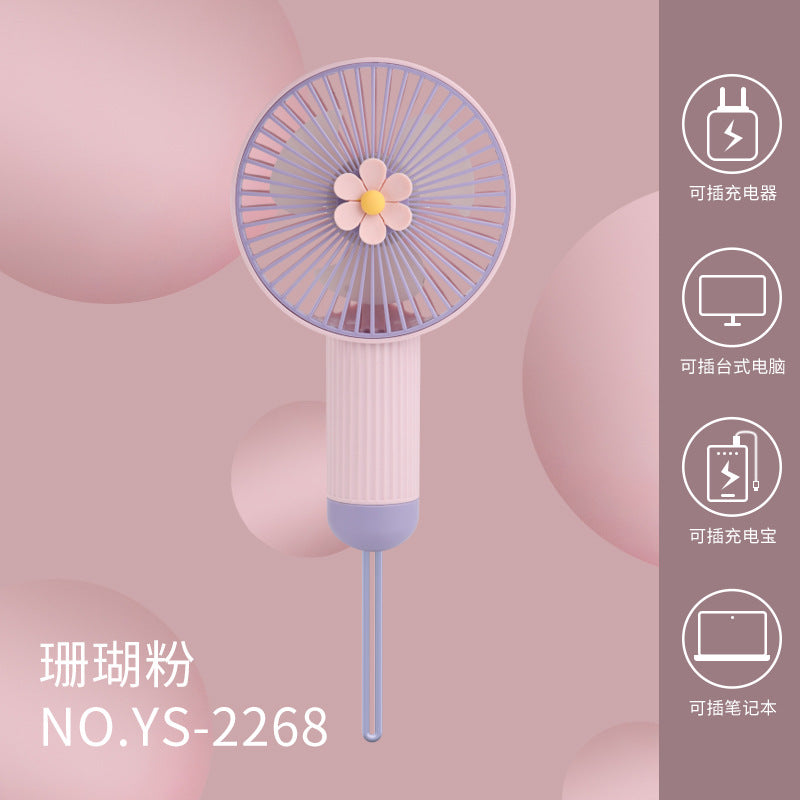 2023 Mini Handheld Fan with Lanyard, 3-Speed Adjustable, Portable USB Rechargeable for Kids and Girls