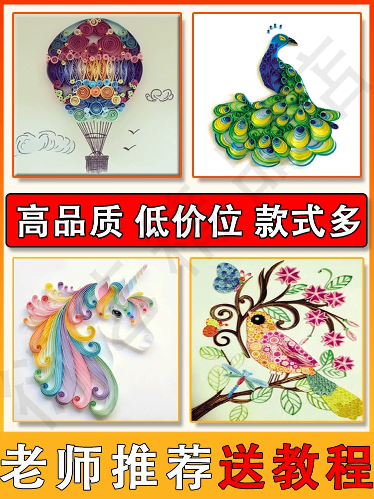Quilling Paper Art DIY Kit for Beginners with Tools and Pre-drawn Designs