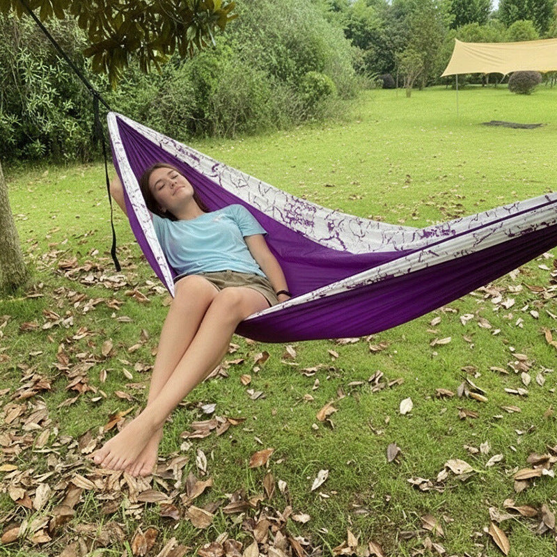 Outdoor Mosquito Net Hammock with Quick Setup, Anti-Roll Nylon Taffeta Swing for Camping & Leisure