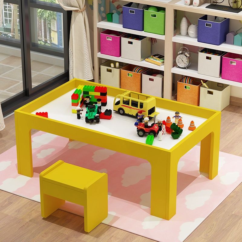 Wooden Building Block Table with Storage, Kids Activity Play Table for Sand, Clay, and Educational Toys