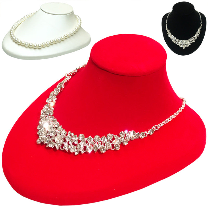 Velvet/Leatherette Necklace Display Bust Stand for Jewelry Exhibition