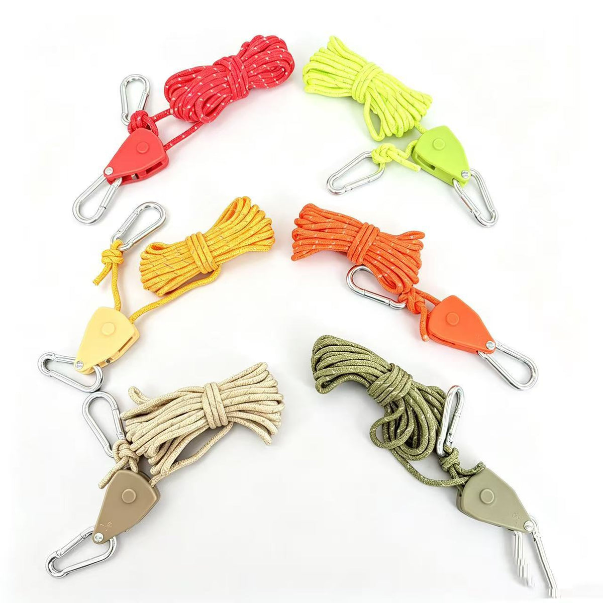 Reflective Guy Ropes with Metal Adjusters for Outdoor Camping Tents and Tarps