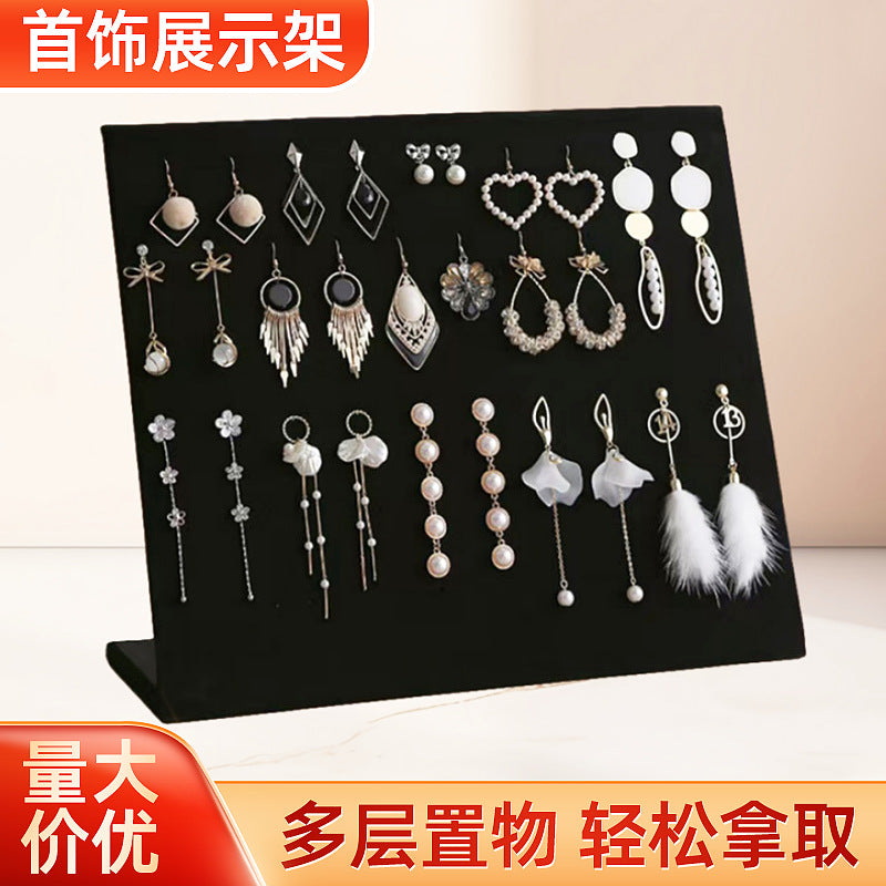 Velvet Jewelry Display Stand for Earrings and Necklaces, Desktop Organizer for Retail and Home Use