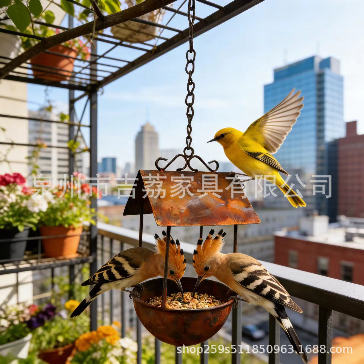 Rustic Hanging Bird Feeder House for Outdoor Garden Decor