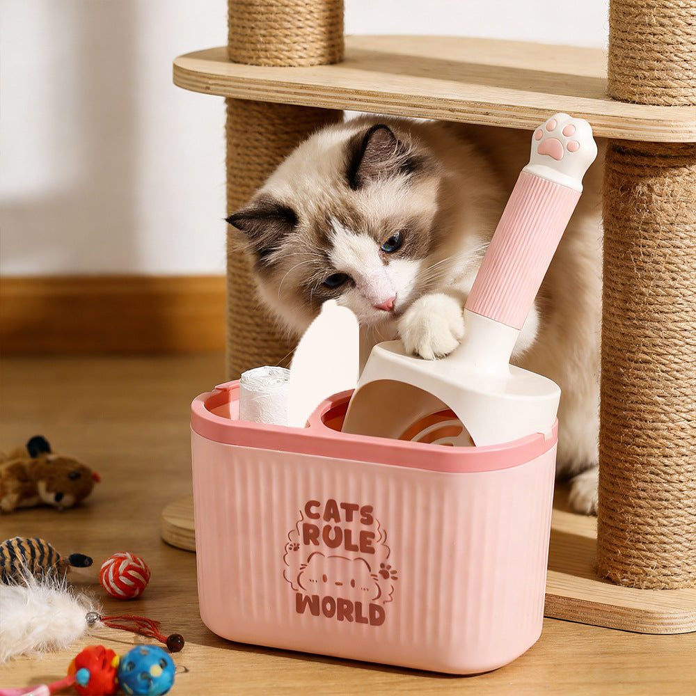 2-in-1 Cat Litter Scoop with Storage Caddy, Wall-Mountable Pet Cleaning Tool