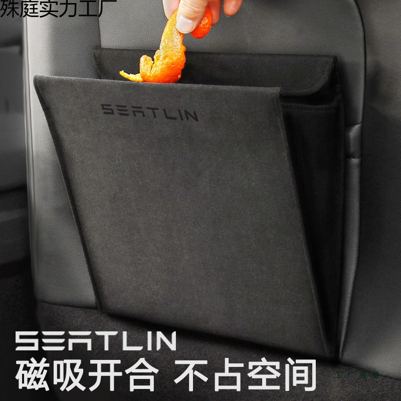 Foldable Car Trash Can with Magnetic Closure, Hanging Vehicle Waste Bin for Back Seat