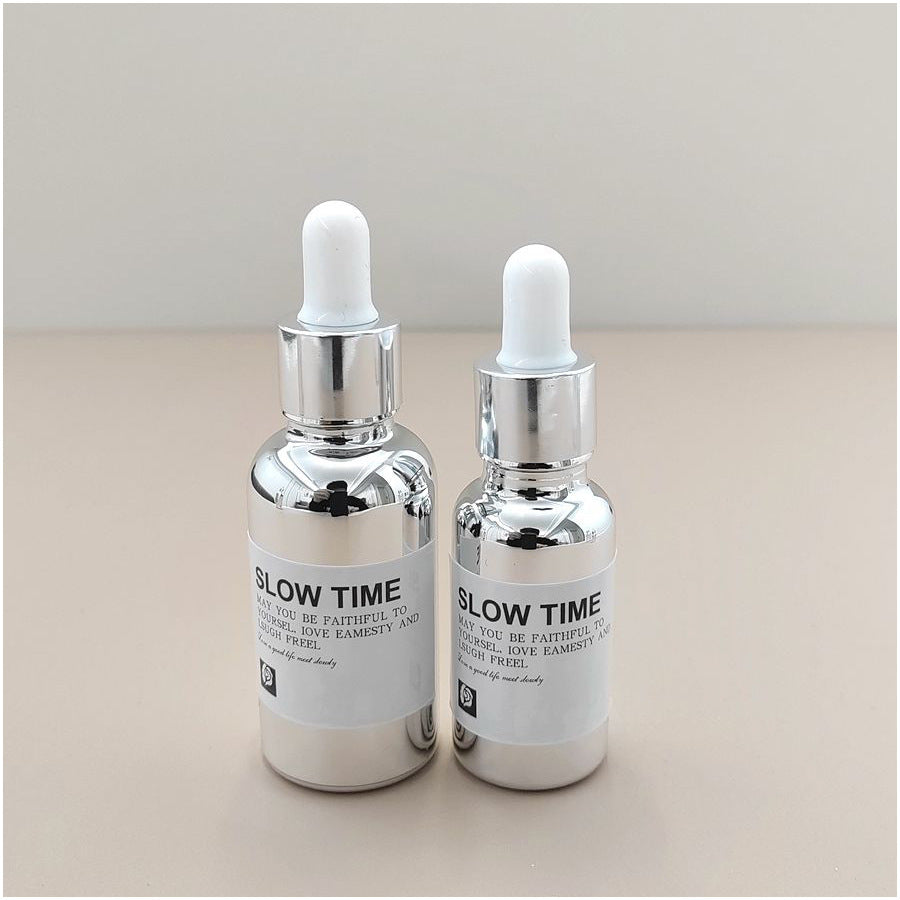 Electroplated Silver Glass Dropper Bottle for Essential Oils and Serums