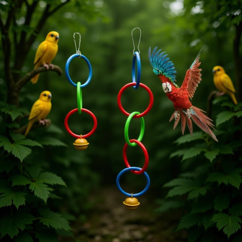 Bird Parrot Chew Toy Colorful Plastic Ring Chain Swing for Cages