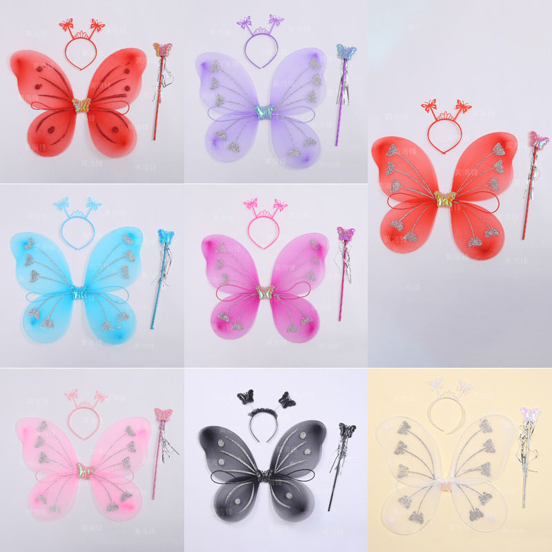 Girls' Butterfly Wings Costume Set for Parties and Stage Performances