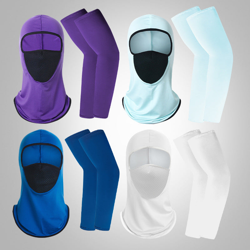 UV Protection Breathable Mesh Hood and Arm Sleeves Set for Outdoor Activities
