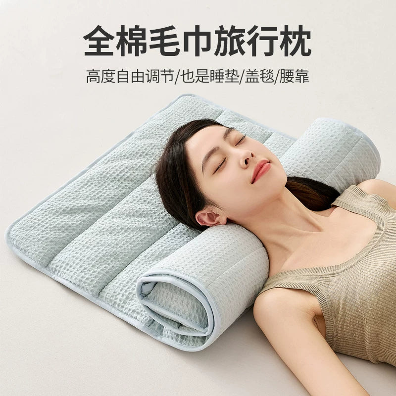 Ruyi Rollable Towel Neck Pillow for Travel and Home Use, Adjustable Comfort