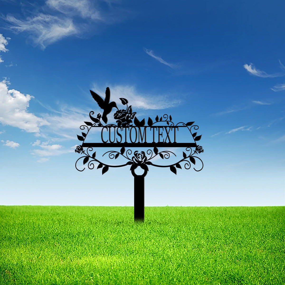 Minimalist Hummingbird Metal Garden Sign Stake, Decorative Hollow Line Art